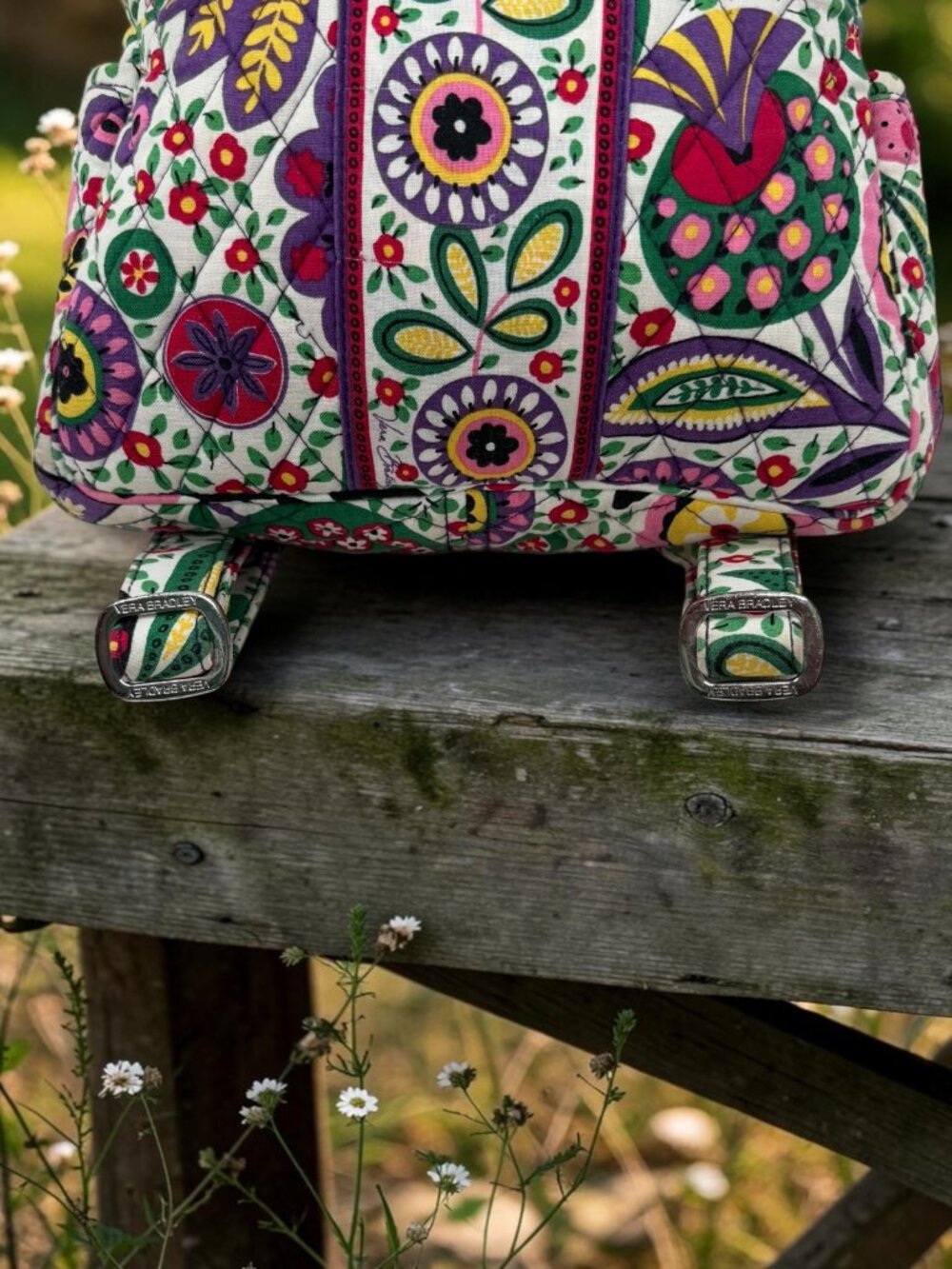 Vera Bradley Ribbons Pattern Quilted Cotton Backpack - Picture 6 of 8